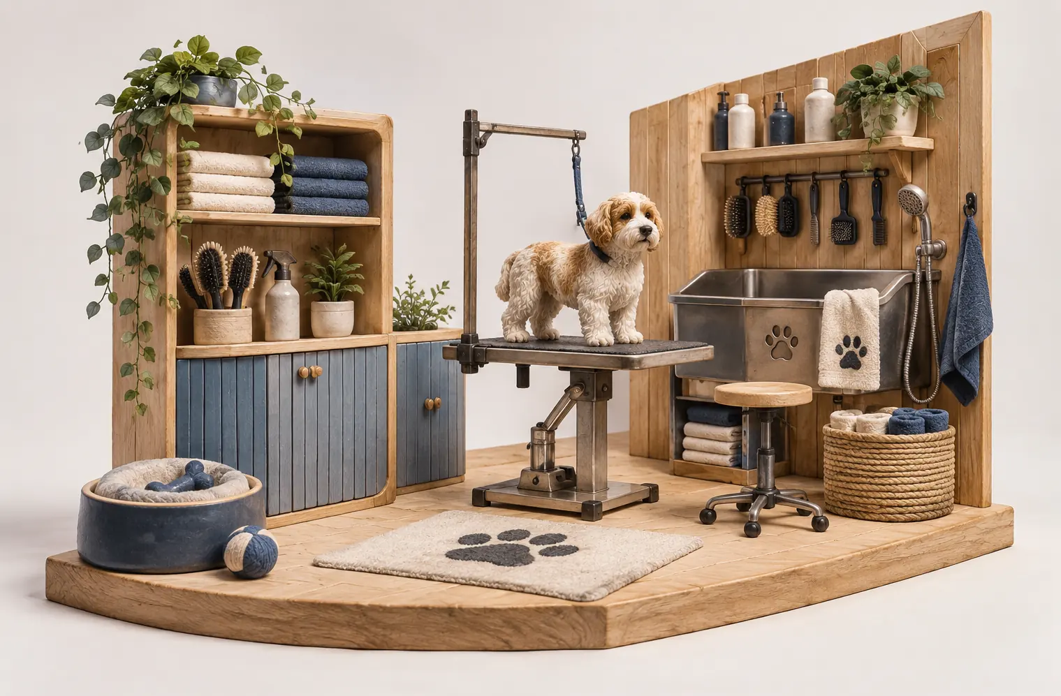 Illustration of pet care businesses and their working space